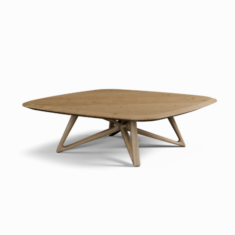nowoczesny niski stolik drewniany kwadratowy design
