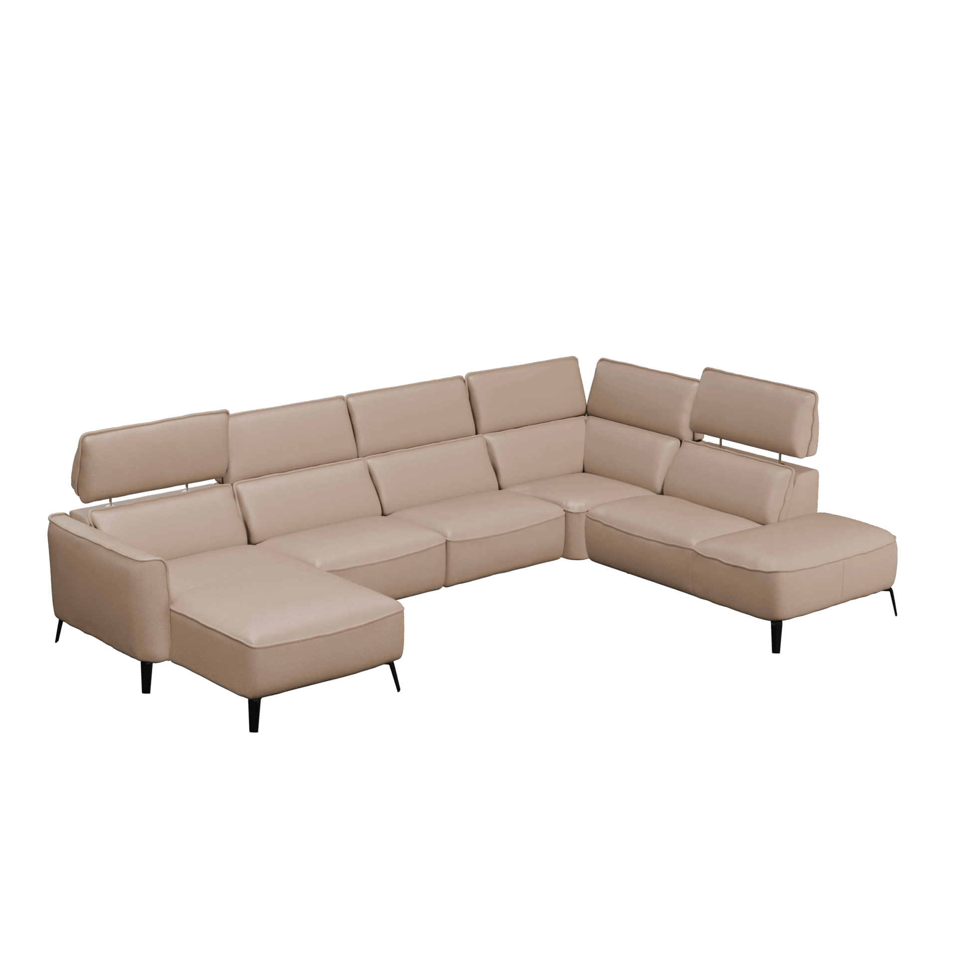 narożna sofa sk&oacute;rzana beżowa nowoczesny design meble salonowe