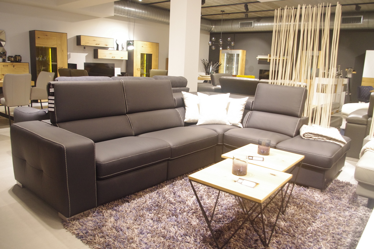 NAROŻNIK BUGAMO 292/228 cm Z RELAXEM, GRUBA SK&Oacute;RA