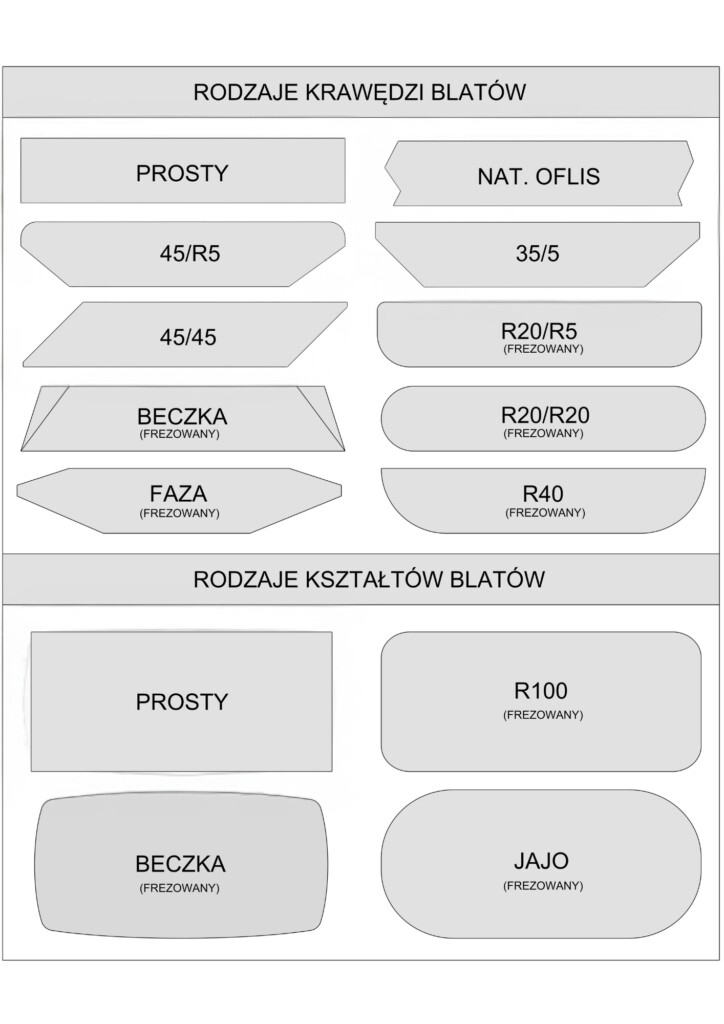 Toledo - Duży stół nierozkładany 100% lite drewno dębowe, ergonomiczne drewniane płozy 1 RODZAJE KRAWEDZI I KSZTALTOW BLATOW