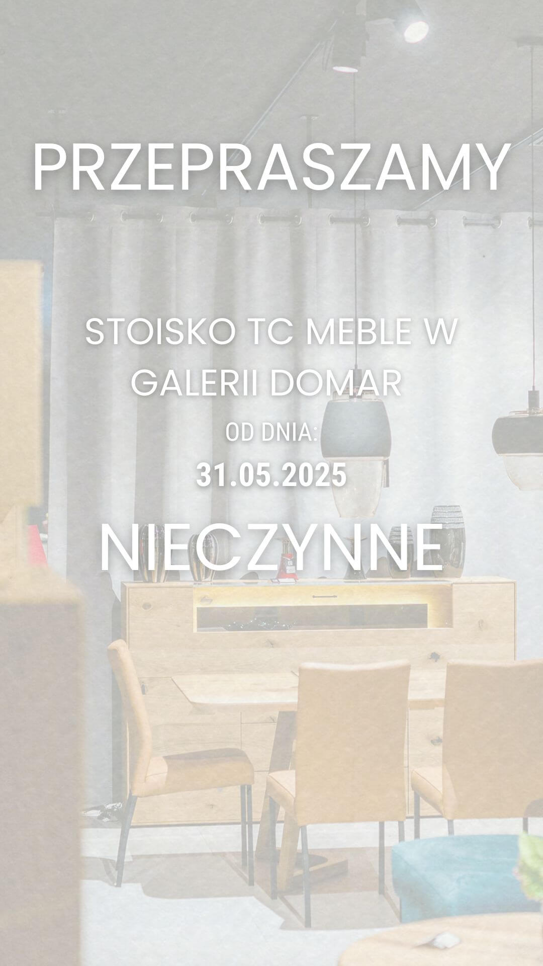 zamknięty salon meblowy TC Meble Wrocław wnętrze meble drewniane