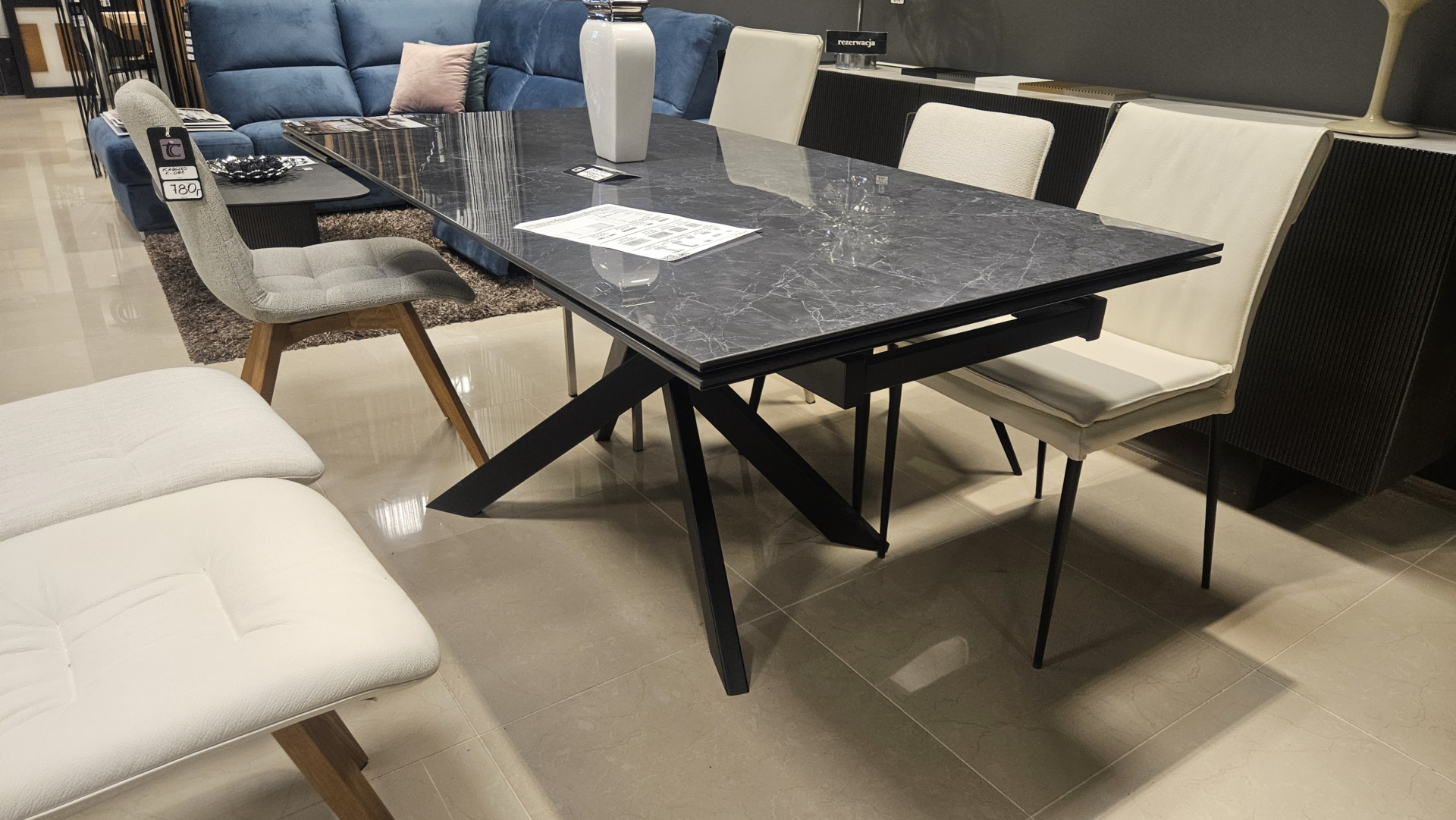 ST&Oacute;Ł A19 &ndash; 180 X 90 + 2X 40 CM SPIEK NERO GRECO POŁYSK